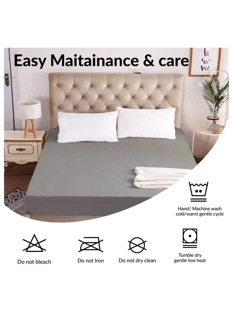 Baby Story Water Resistant Cotton Mattress Protector 78x60 Queen Size Grey