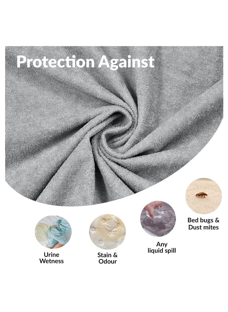 Baby Story Water Resistant Cotton Mattress Protector 78x60 Queen Size Grey