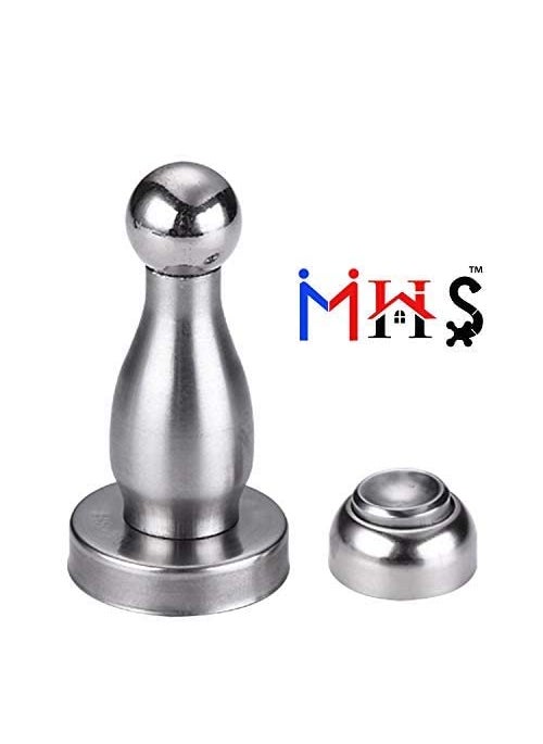 MHS Stainless Steel Magnetic Door Stopper Catcher Magnet Holder 360 Angle Hold with Screw Fittings Doll Steel Matt Pack of 2