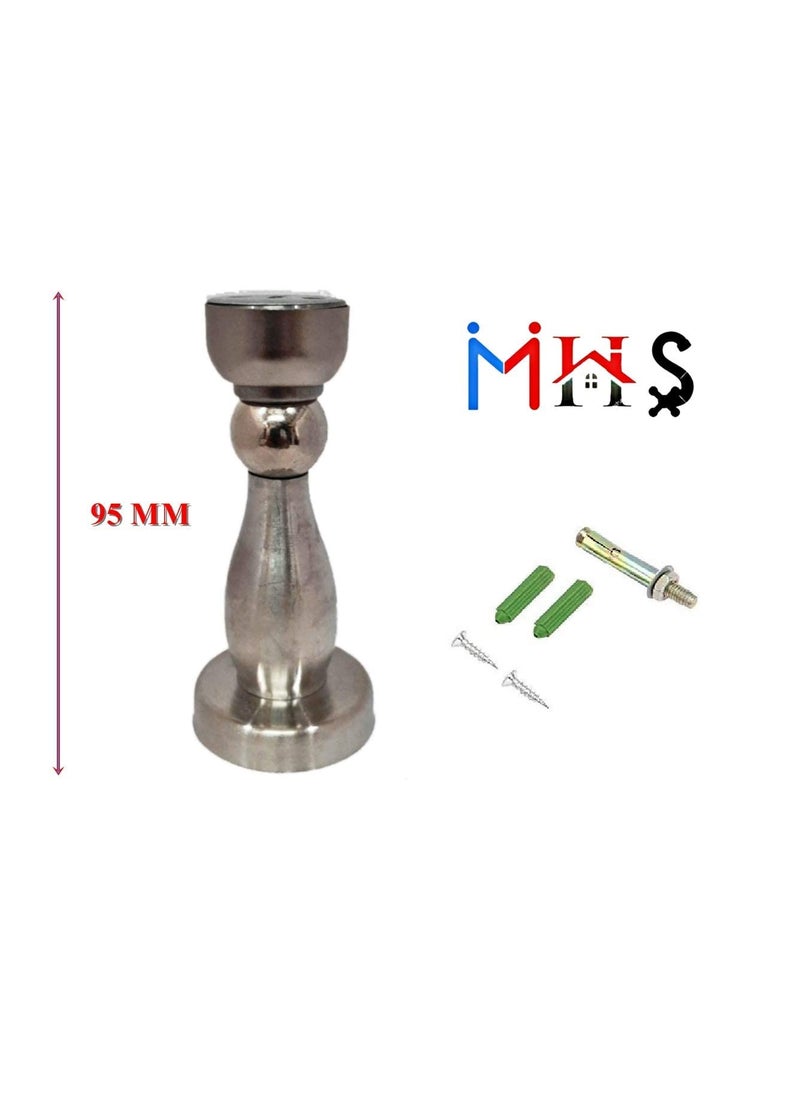 MHS Stainless Steel Magnetic Door Stopper Catcher Magnet Holder 360 Angle Hold with Screw Fittings Doll Steel Matt Pack of 2