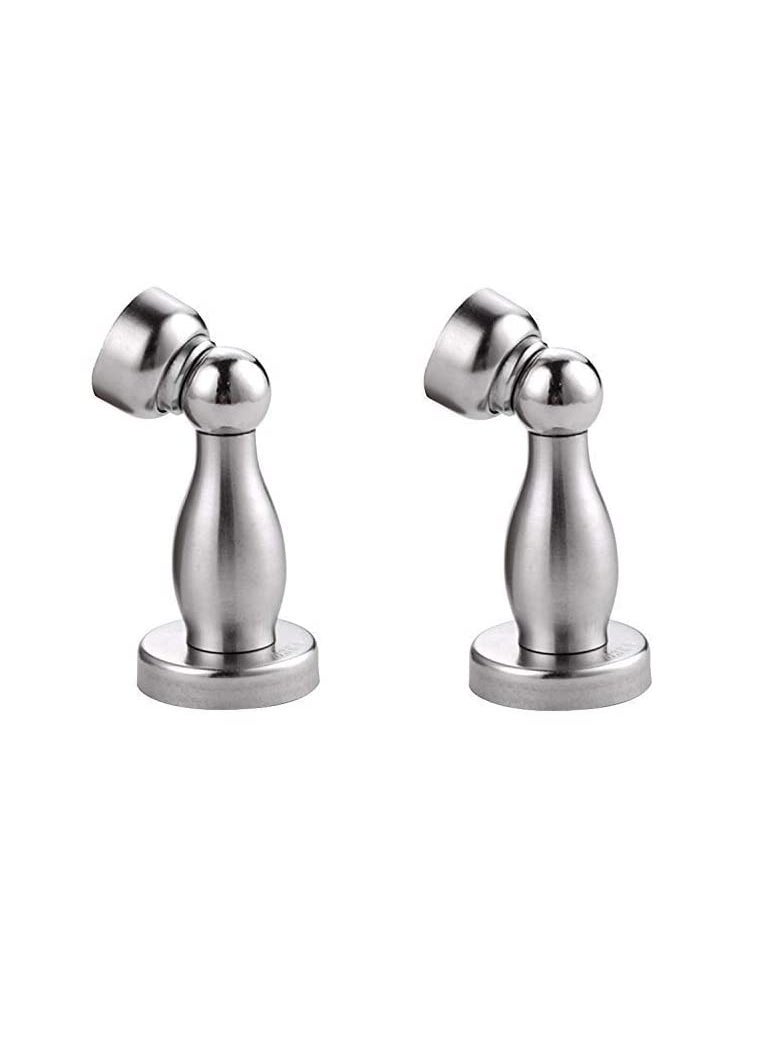 MHS Stainless Steel Magnetic Door Stopper Catcher Magnet Holder 360 Angle Hold with Screw Fittings Doll Steel Matt Pack of 2