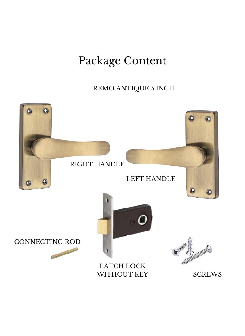 SARDAR Remo Antique 5 Iron Baby Latch Keyless Bathroom Door Handle SetMortise Door Pull Handle With Baby Latch