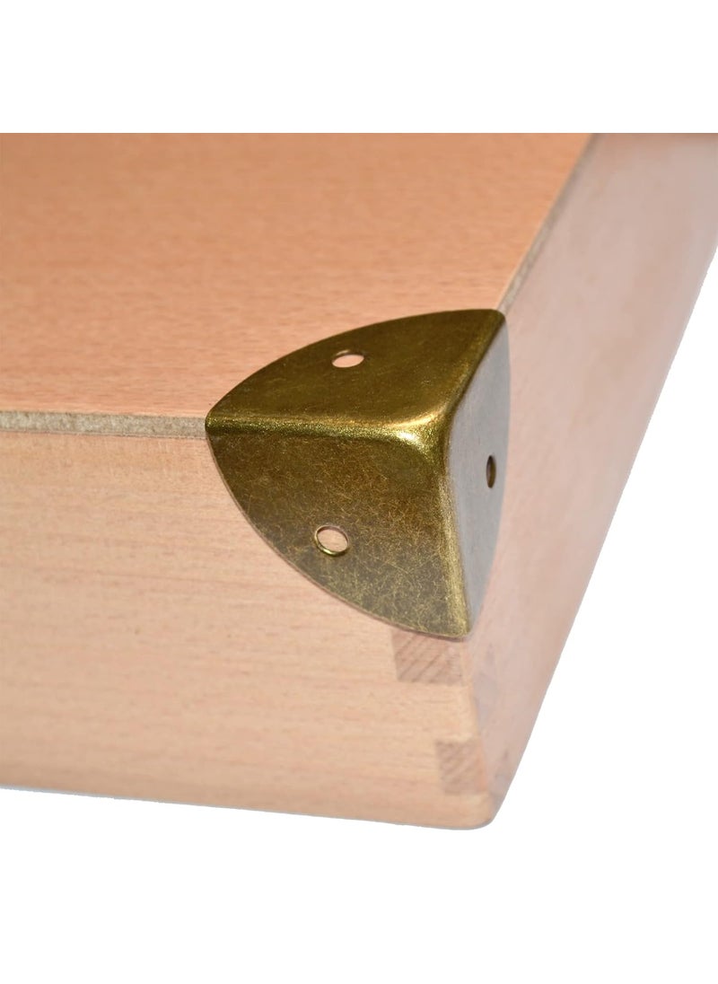 12 Pcs Vintage Bronze Corner Protectors Decorative Metal Edge Covers Antique Triangle Safety Guards Retro Right Angle Bracket for Furniture Jewelry Box Wood Case Small Size Side Length114