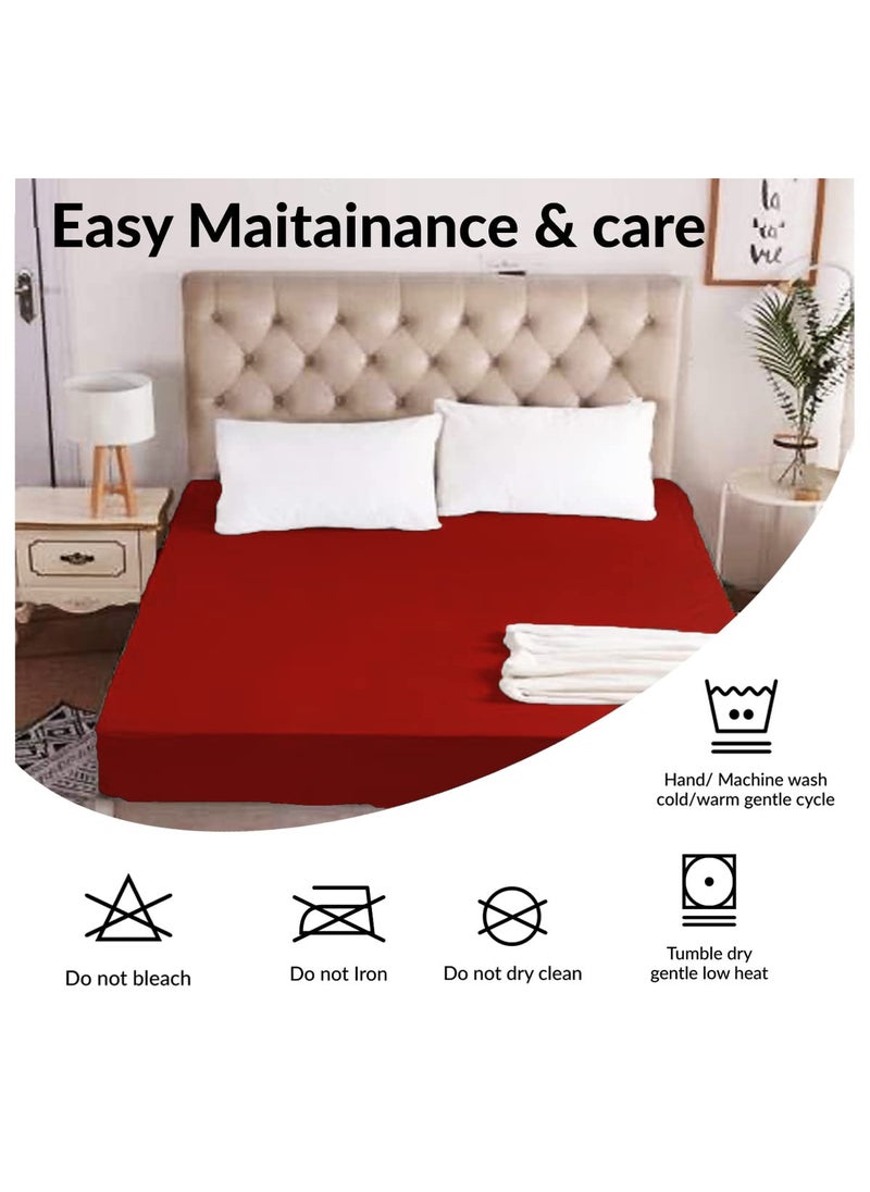 Baby Story Water Resistant Cotton Mattress Protector 78x60 Queen Size Maroon