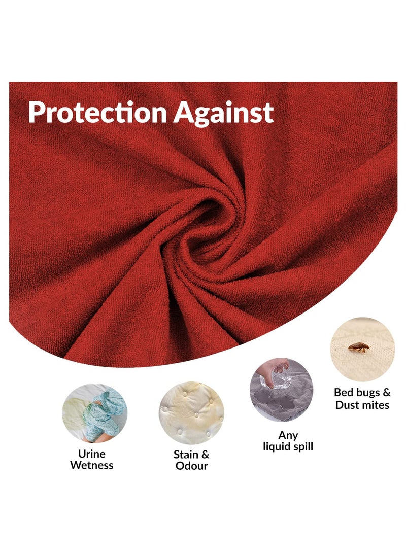 Baby Story Water Resistant Cotton Mattress Protector 78x60 Queen Size Maroon