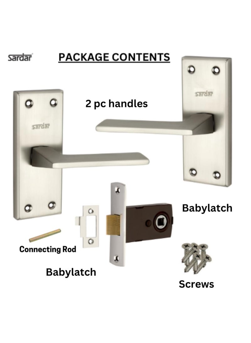 SARDAR Recon 5 SS Iron Baby Latch Bathroom Door Handle Mortise Door Handle with Baby Latch Keyless Handle Bathroom with Baby Latch