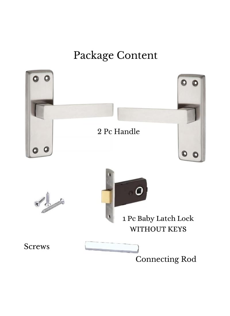 SARDAR Square 5 Stainless Steel Baby Latch Keyless Bathroom Door Handle Set With Door Latch And Tower Bolt For Bathrooms Pull Handle