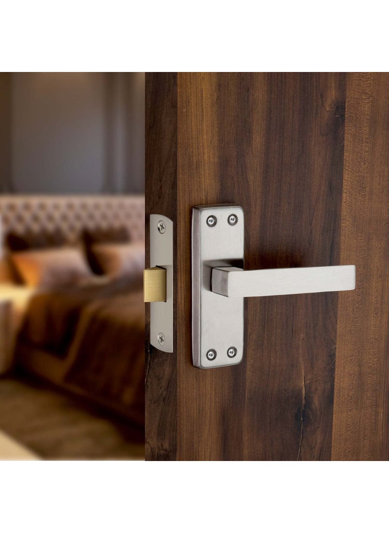 SARDAR Square 5 Stainless Steel Baby Latch Keyless Bathroom Door Handle Set With Door Latch And Tower Bolt For Bathrooms Pull Handle