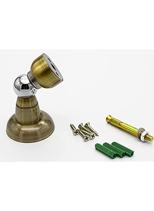 MHS Stainless Steel Magnetic Door Stopper Catcher Magnet Holder 360 Angle Hold with Screw Fittings Pot Antique Pack of 1