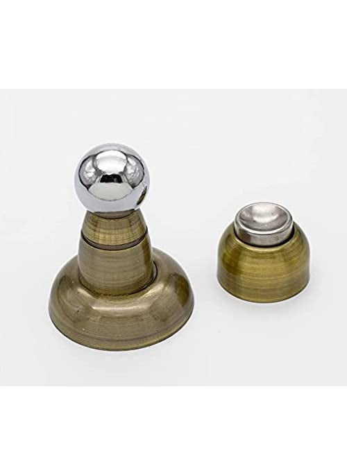 MHS Stainless Steel Magnetic Door Stopper Catcher Magnet Holder 360 Angle Hold with Screw Fittings Pot Antique Pack of 1