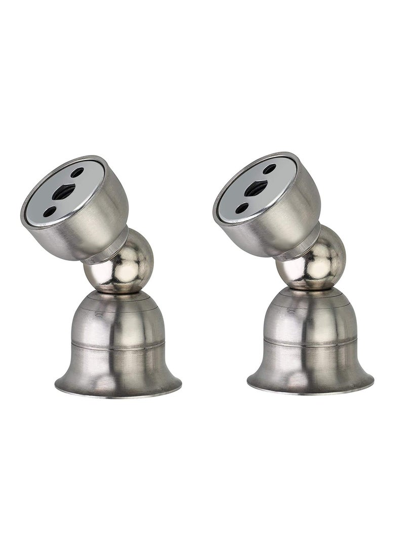 MHS Stainless Steel Magnetic Door Stopper Catcher Magnet Holder 360 Angle Hold with Screw Fittings Bell Steel Matt Pack of 2