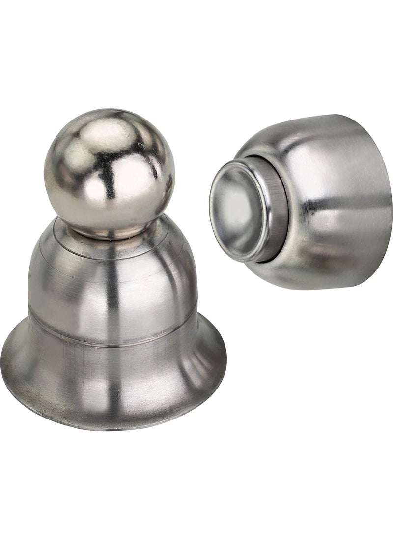 MHS Stainless Steel Magnetic Door Stopper Catcher Magnet Holder 360 Angle Hold with Screw Fittings Bell Steel Matt Pack of 2