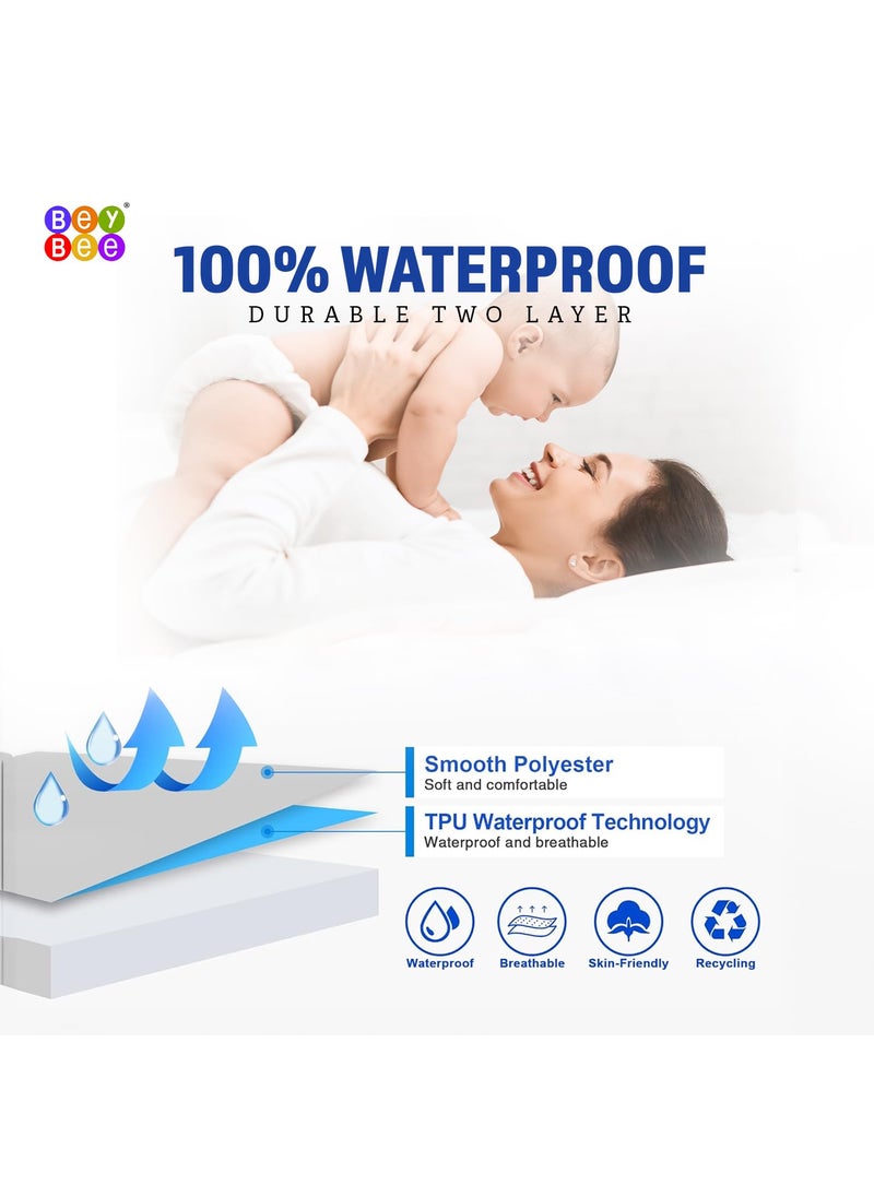 BeyBee 100 Waterproof Interlock Mattress Protector Breathable Hypoallergenic Washable 2X Absorbency Soft Slim Easy Elastic Fitted Bed Protector Size78 72 Maroon