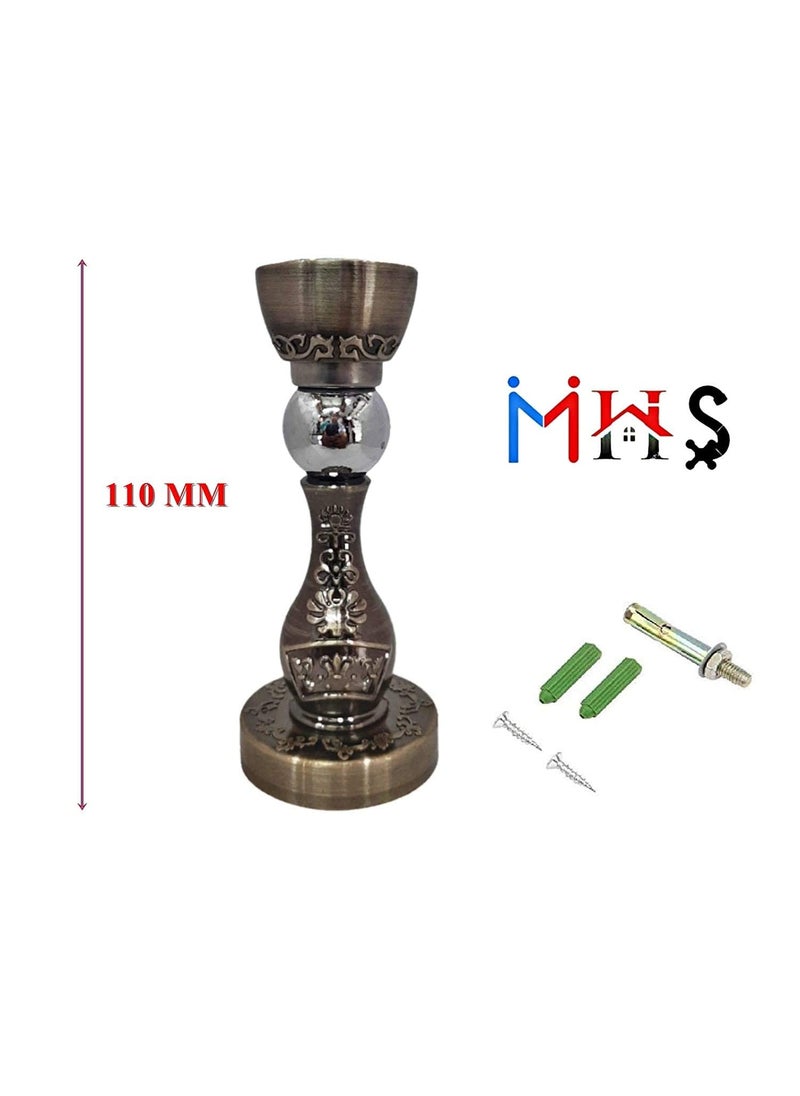 MHS Stainless Steel Magnetic Door Stopper Catcher Magnet Holder 360 Angle Hold with Screw Fittings Peacock Anitque Pack of 2