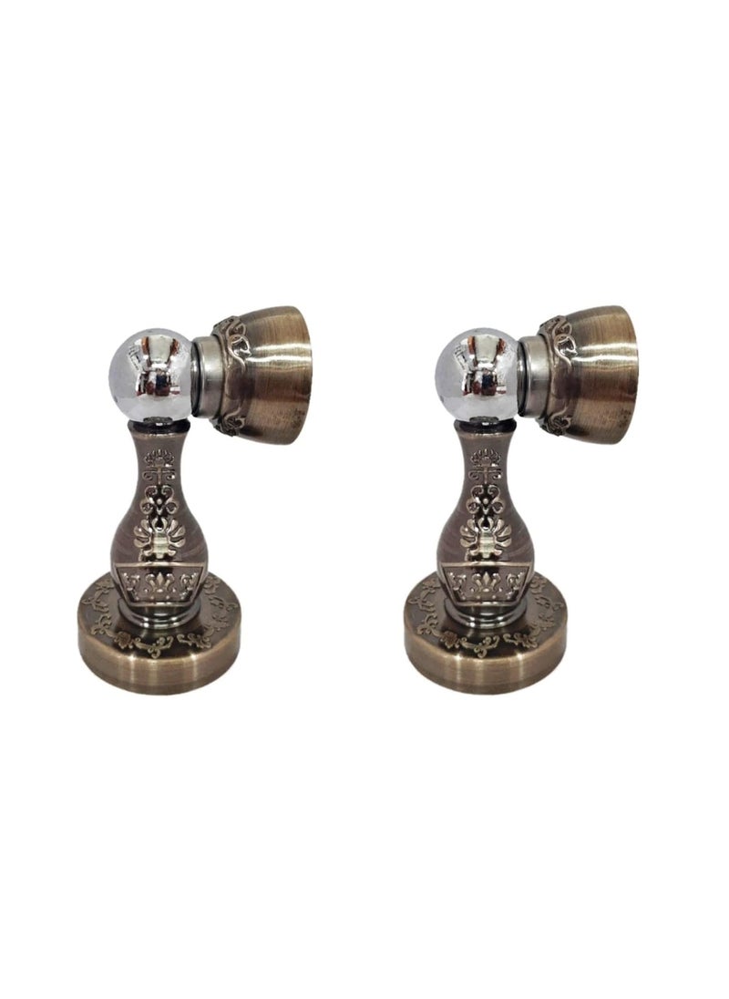 MHS Stainless Steel Magnetic Door Stopper Catcher Magnet Holder 360 Angle Hold with Screw Fittings Peacock Anitque Pack of 2