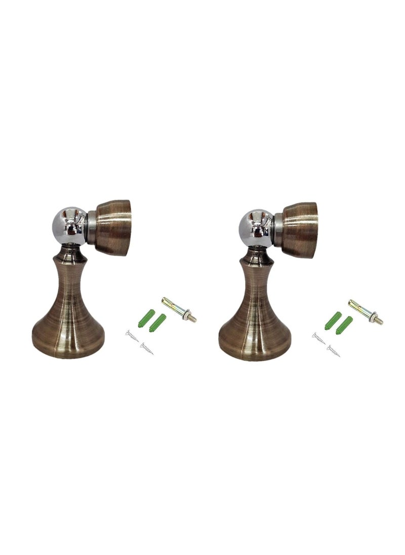 MHS Stainless Steel Magnetic Door Stopper Catcher Magnet Holder 360 Angle Hold with Screw Fittings Damroo Antique Pack of 2