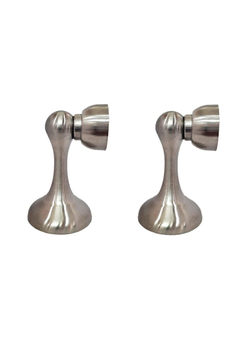 MHS Stainless Steel Magnetic Door Stopper Catcher Magnet Holder 360 Angle Hold with Screw Fittings Molly Steel Matt Pack of 2