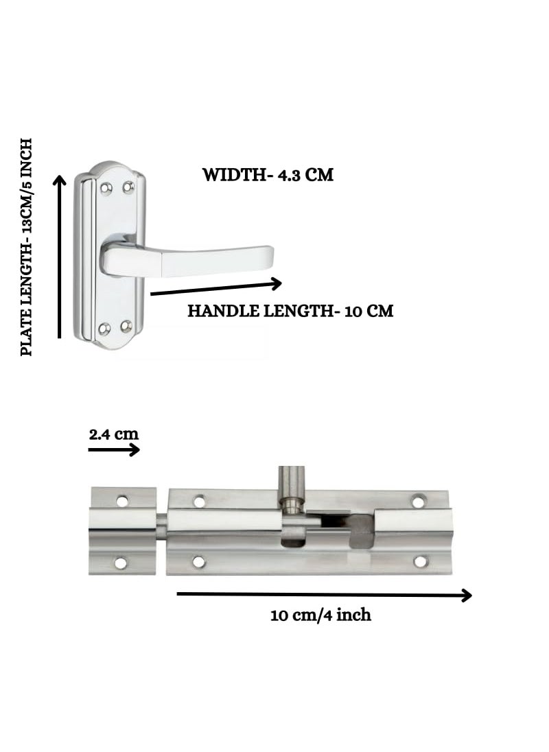 SARDAR Spire 4 Iron Bathroom Door Handle Set with Keyless Baby LatchTower BoltPush to Close Latch