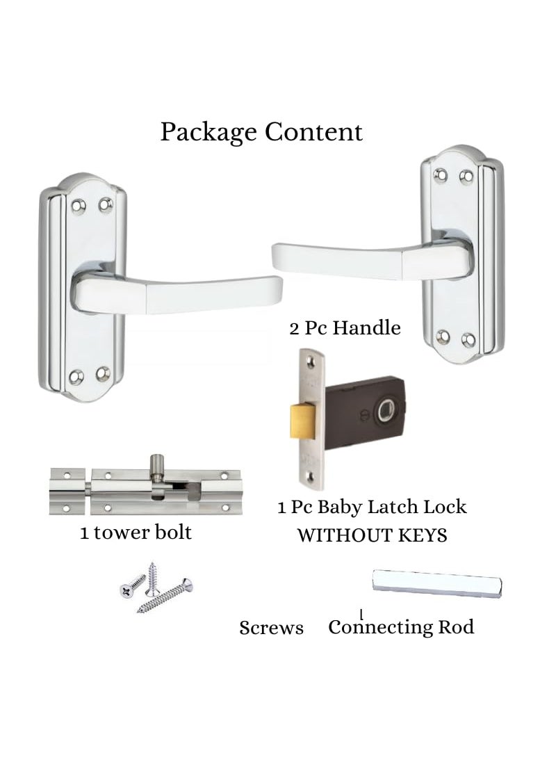 SARDAR Spire 4 Iron Bathroom Door Handle Set with Keyless Baby LatchTower BoltPush to Close Latch