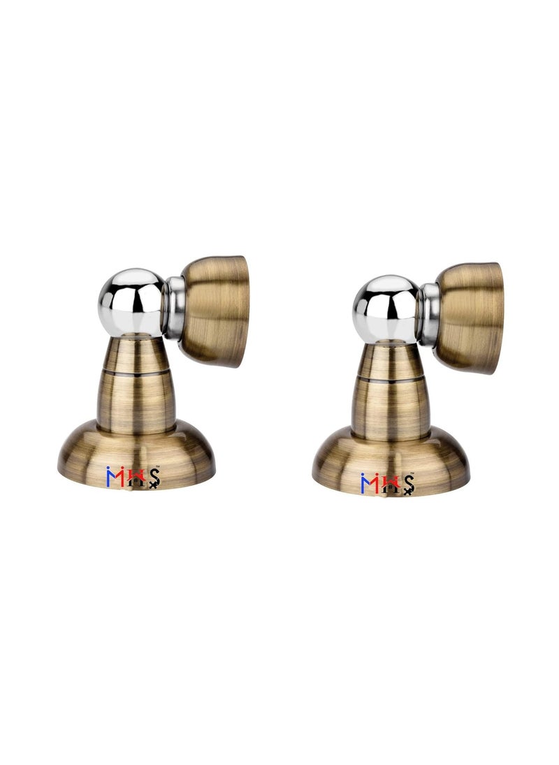 MHS Stainless Steel Magnetic Door Stopper Catcher Magnet Holder 360 Angle Hold with Screw Fittings Pot Antique Pack of 2