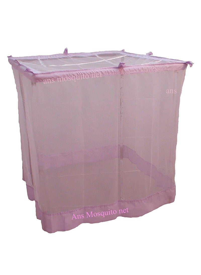 Ans Cotton Blend Mosquito net Pure Cotton Border on Top and Bottom Allergy Free Does not induce Heat Free Air Flow Heavy Stitching Pink 65 x 8 ft Large Size