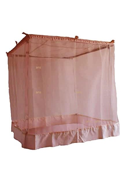 Ans Cotton Mix Mosquito net Pure Cotton Border on Top and Bottom Allergy Free Peach 65 x 65 Ft Double Bed Size Soft Net