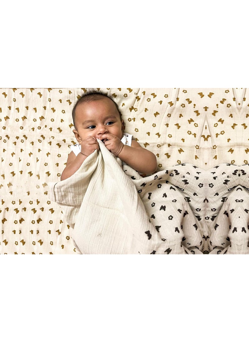 GRAZIO Best Natural Print Baby Wipe Muslin Double Layer Organic Cotton Towels Printed Pack of 3 06GKSDF 02