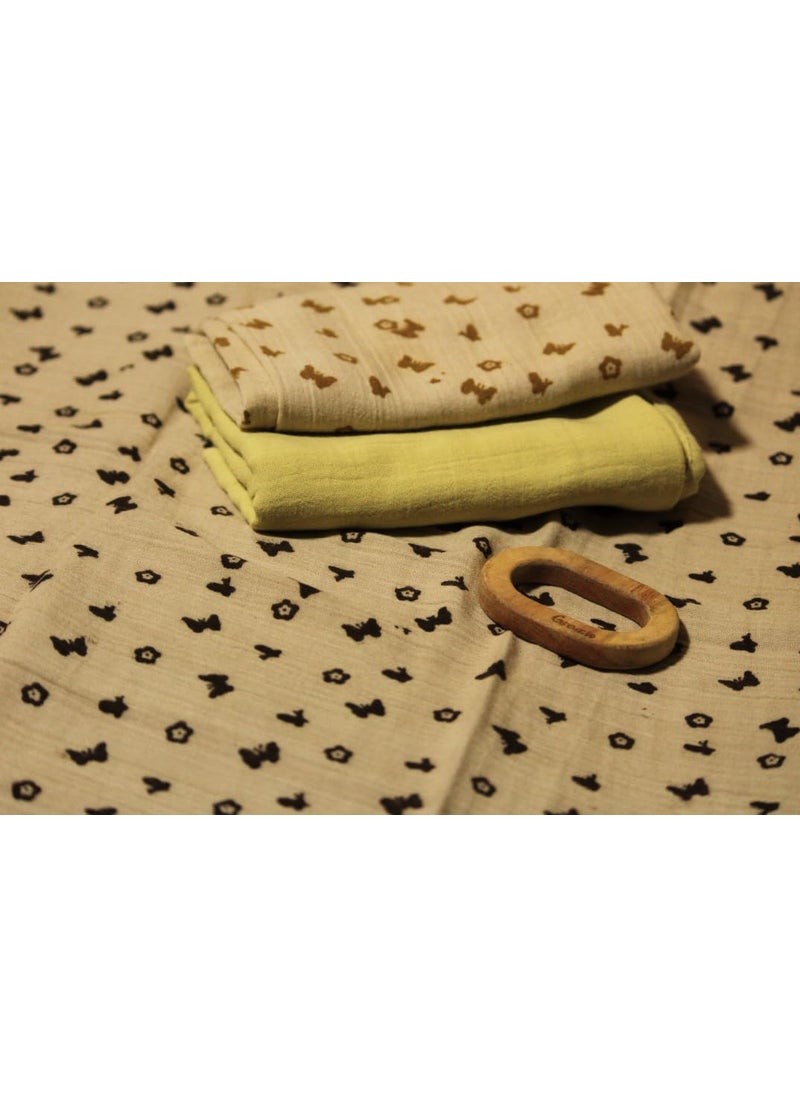 GRAZIO Best Natural Print Baby Wipe Muslin Double Layer Organic Cotton Towels Printed Pack of 3 06GKSDF 02