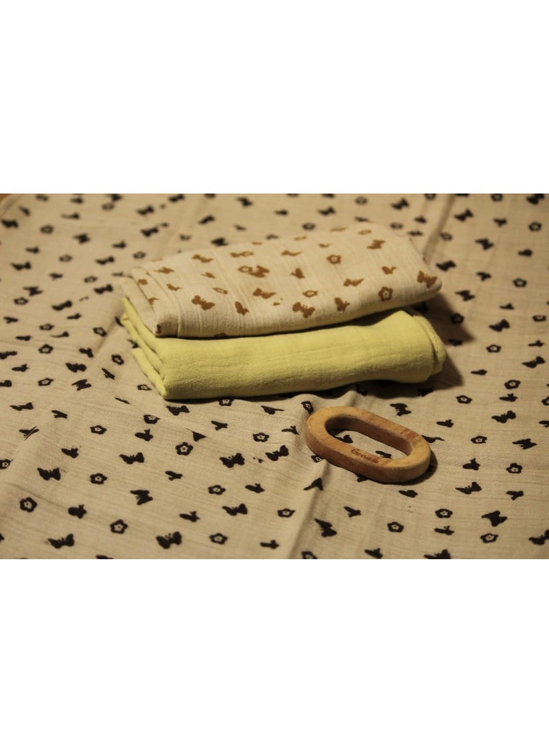 GRAZIO Best Natural Print Baby Wipe Muslin Double Layer Organic Cotton Towels Printed Pack of 3 06GKSDF 02