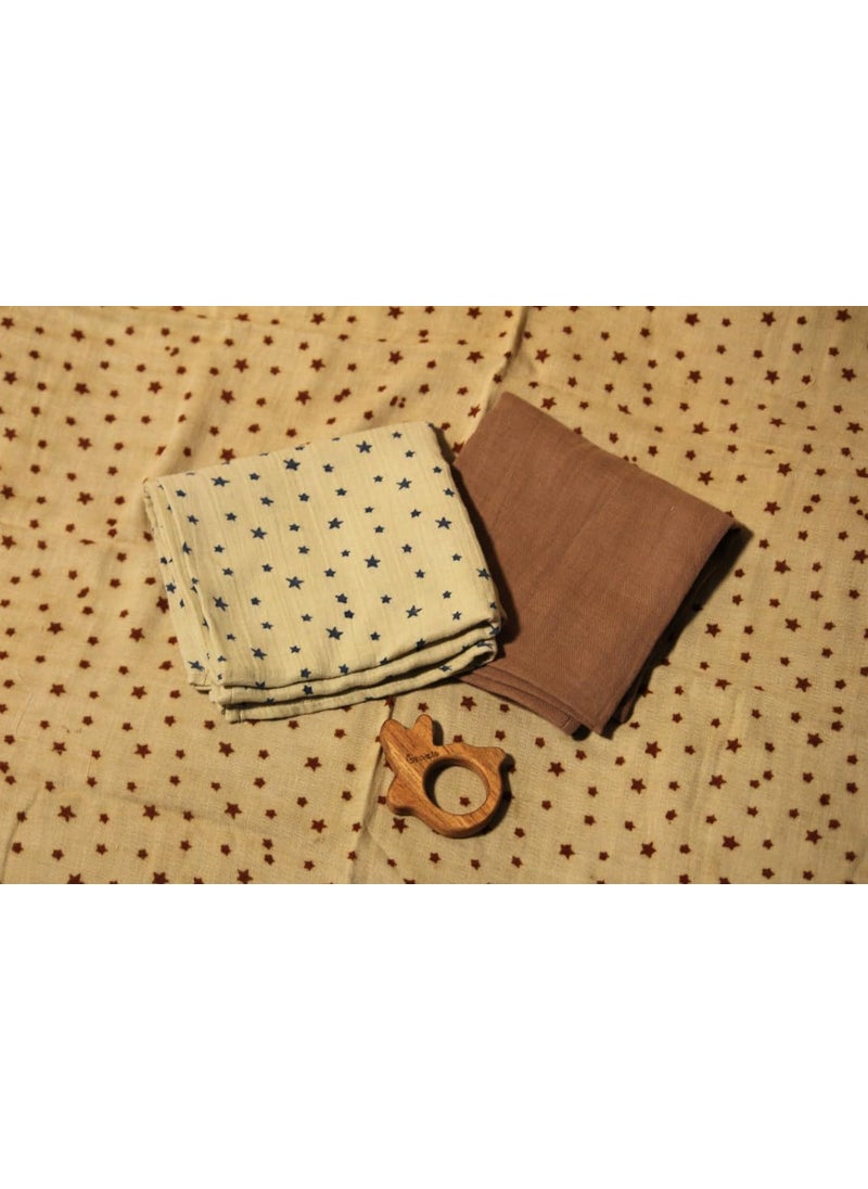 GRAZIO Baby Wipe Cloths Muslin Double Layer Organic Cotton Towels Ajrakh Print Pack of 3 07GKSDF 02