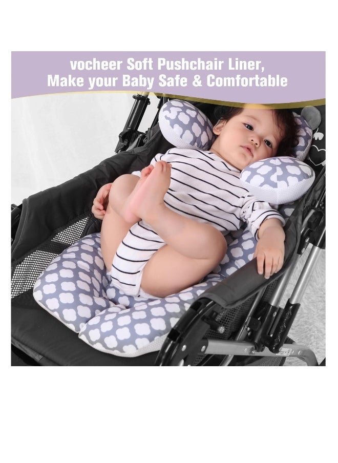 Baby Seat Pad Liner for Stroller, Head and Body Support Pillow with Neck Support for Baby Car Seat and Strollers, White cloud