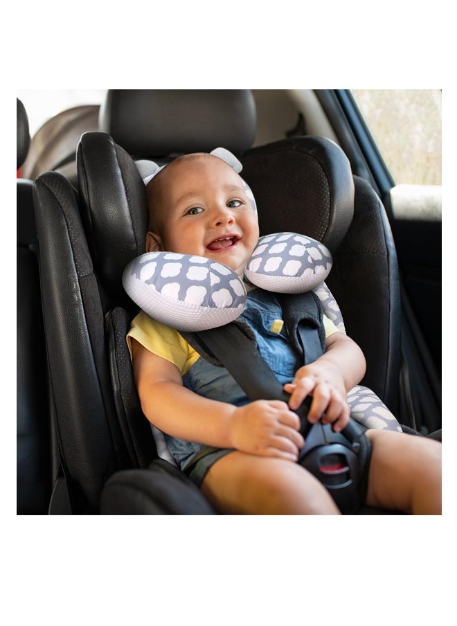Baby Seat Pad Liner for Stroller, Head and Body Support Pillow with Neck Support for Baby Car Seat and Strollers, White cloud