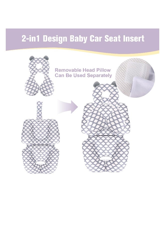 Baby Seat Pad Liner for Stroller, Head and Body Support Pillow with Neck Support for Baby Car Seat and Strollers, White cloud