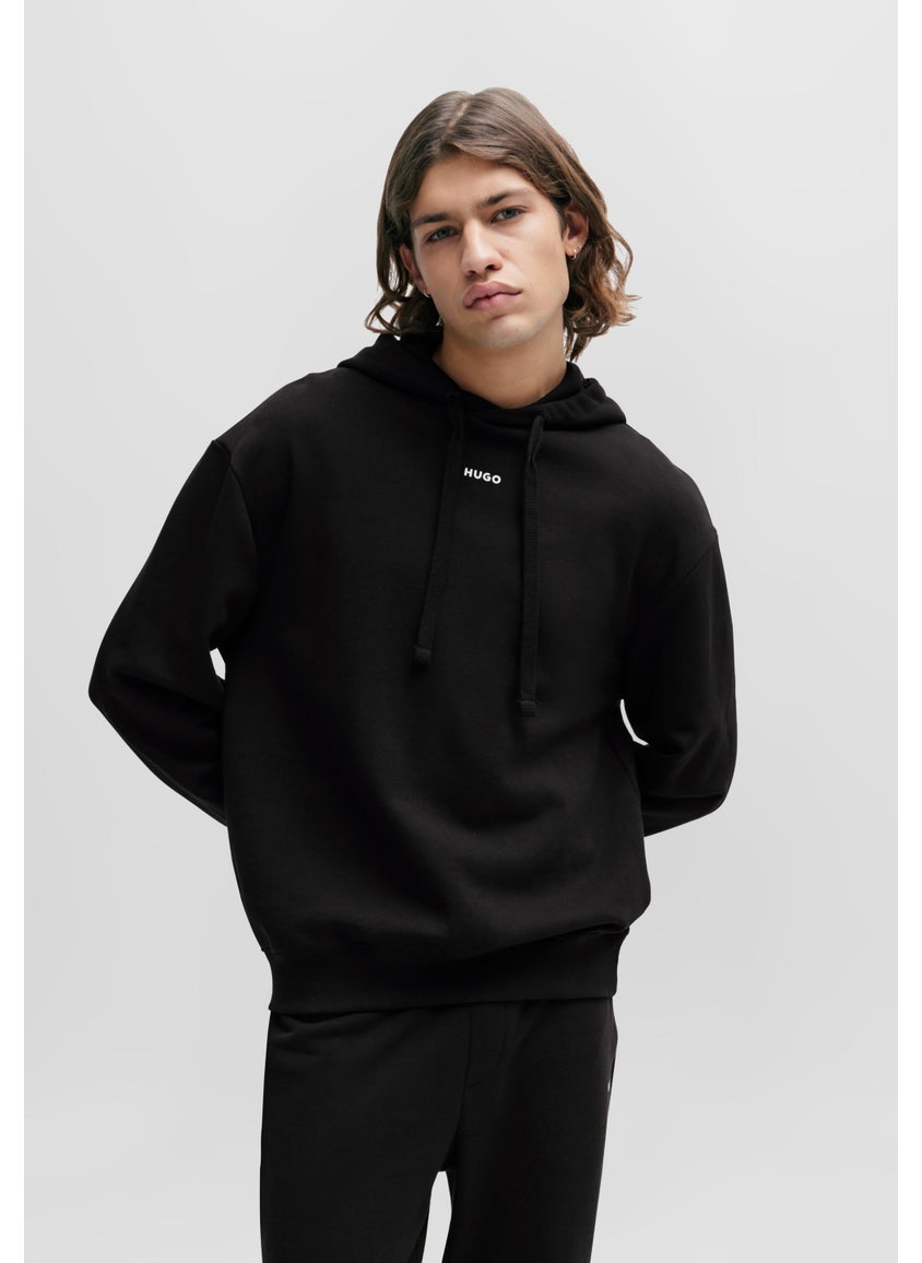 Cotton-terry relaxed-fit hoodie with logo print
