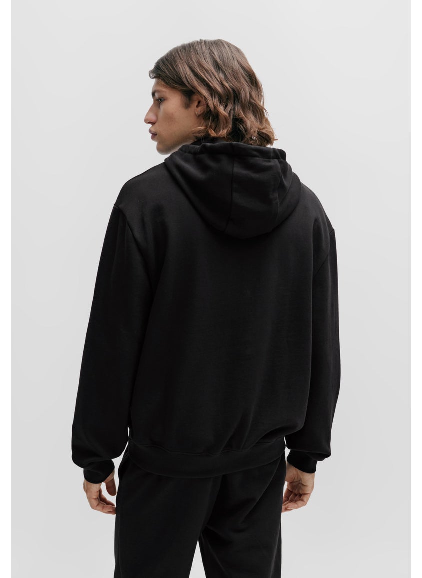 Cotton-terry relaxed-fit hoodie with logo print