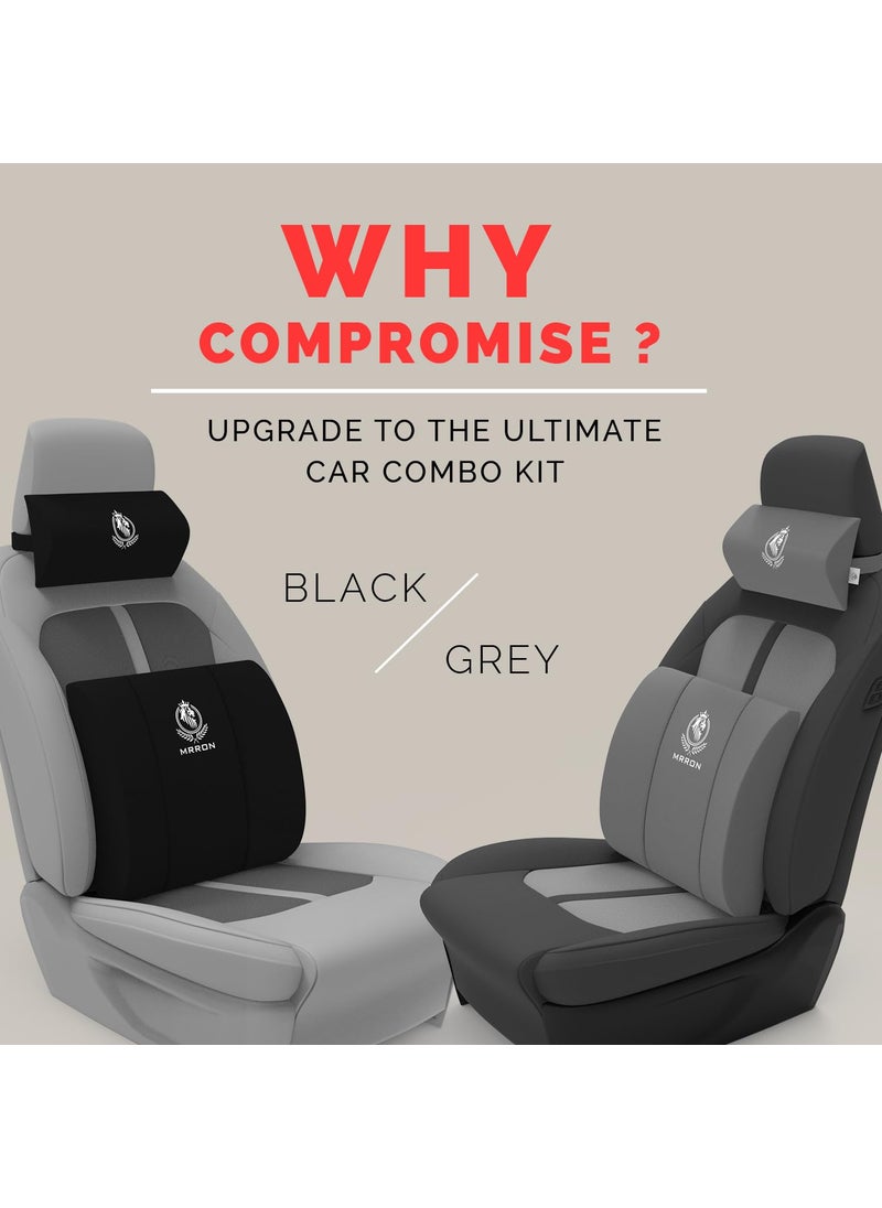 MRRON Berno Lumbar Back Support Neck Rest for Chair Car Seat Orthopaedic Support Memory Foam Backrest Cushion Designed for Back Pain Relief Pillow for Comfortable Sitting Grey