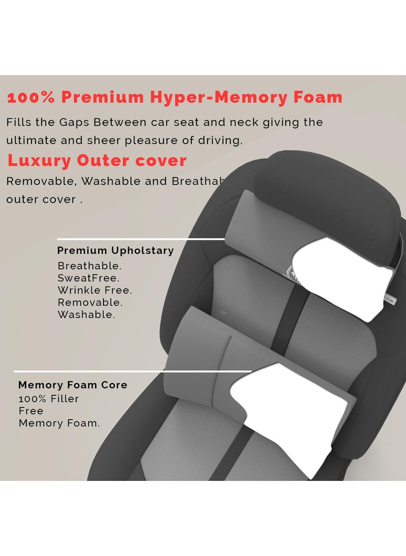 MRRON Berno Lumbar Back Support Neck Rest for Chair Car Seat Orthopaedic Support Memory Foam Backrest Cushion Designed for Back Pain Relief Pillow for Comfortable Sitting Grey