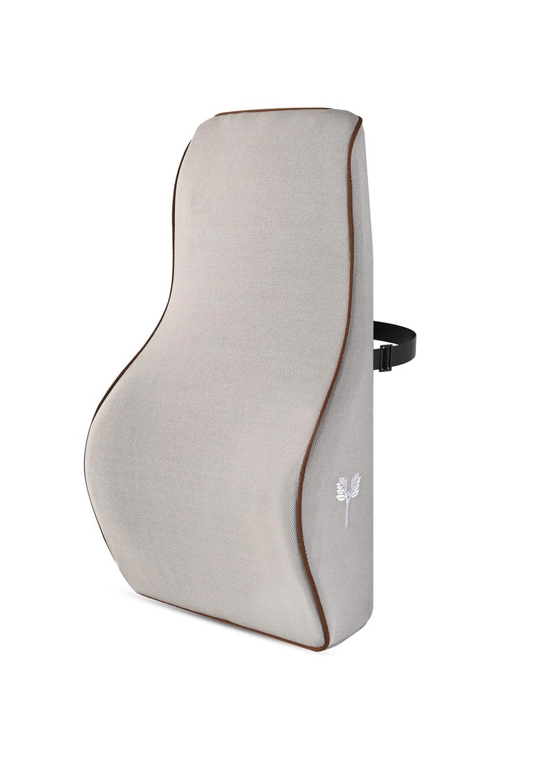 Grin Health SitRight Pro Full Lumbar Support Pillow Pure Memory Foam Backrest Cushion for Office Chair Car Back Pain Relief Grey