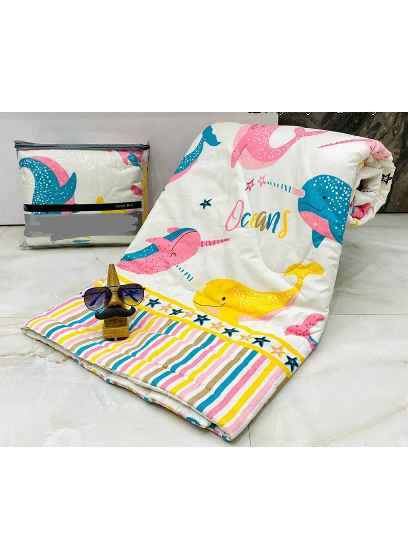 SF SHAKUMBHARI FAB Super Soft Glace Cotton Microfiber 220 GSM AC Comforter Single Bed BlanketDuvetDohar for All WeatherSeasons Size 90x60 Oceans