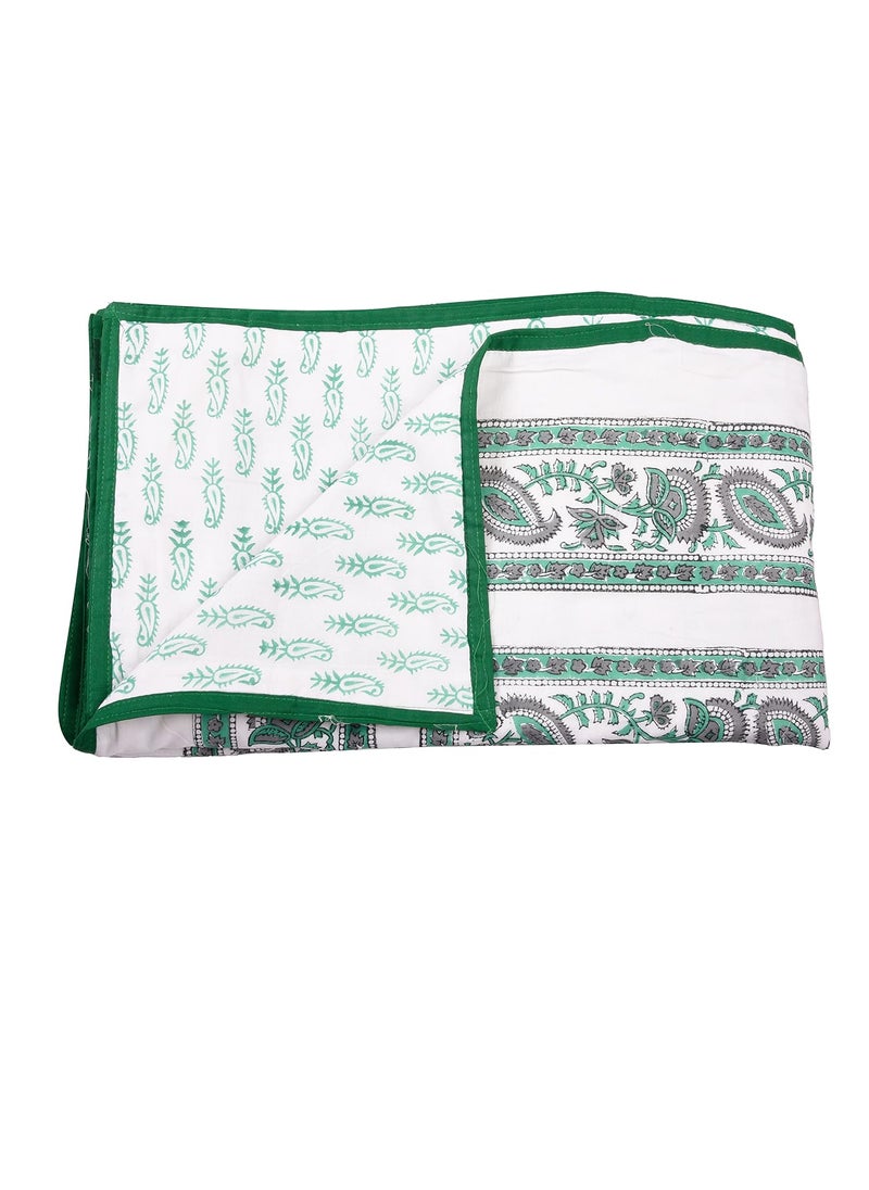 Jaipur Dohar 100 Cotton Mulmul Dohar Slim Quilt Block Print Single Bed Blanket All Seasons dohar Rajasthani Cotton Blanket 60 x 90 Quilt Comforter Blanket Dohar Green Bouquet