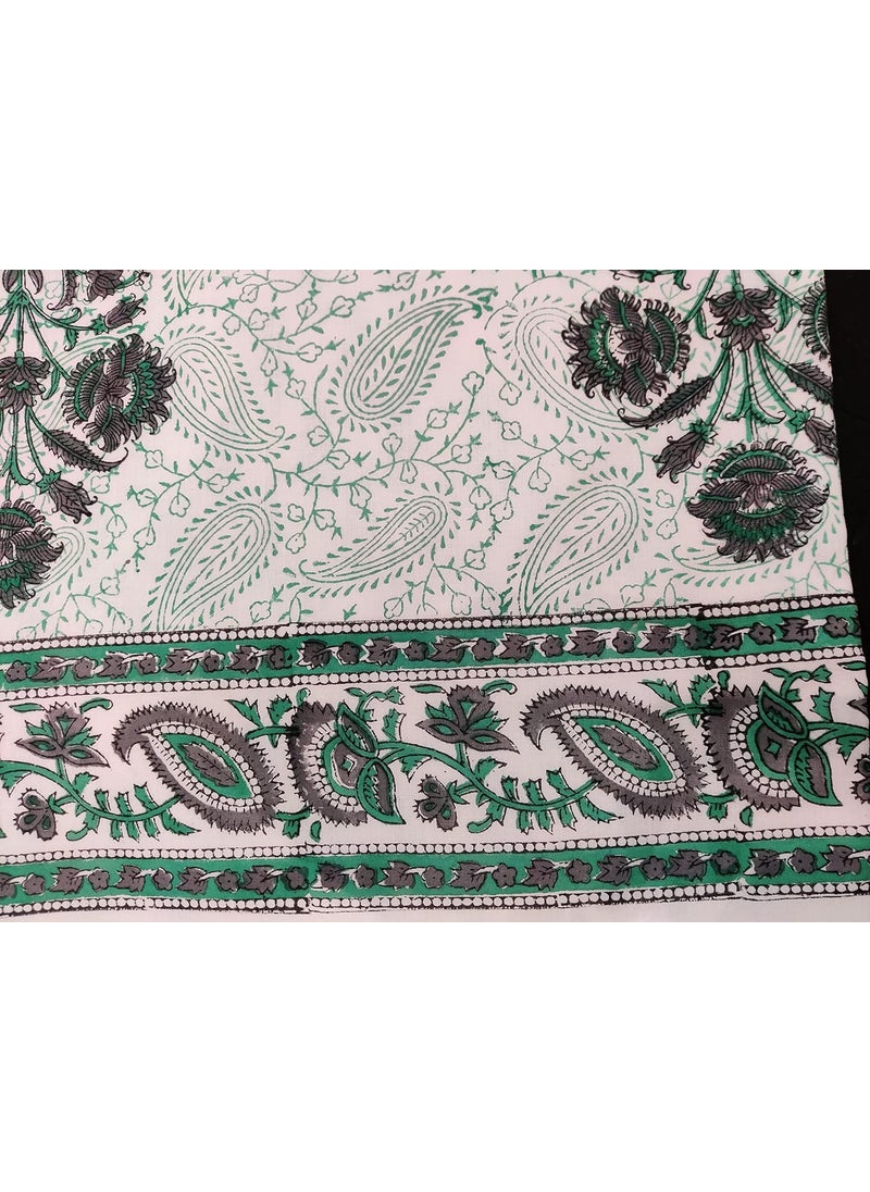 Jaipur Dohar 100 Cotton Mulmul Dohar Slim Quilt Block Print Single Bed Blanket All Seasons dohar Rajasthani Cotton Blanket 60 x 90 Quilt Comforter Blanket Dohar Green Bouquet