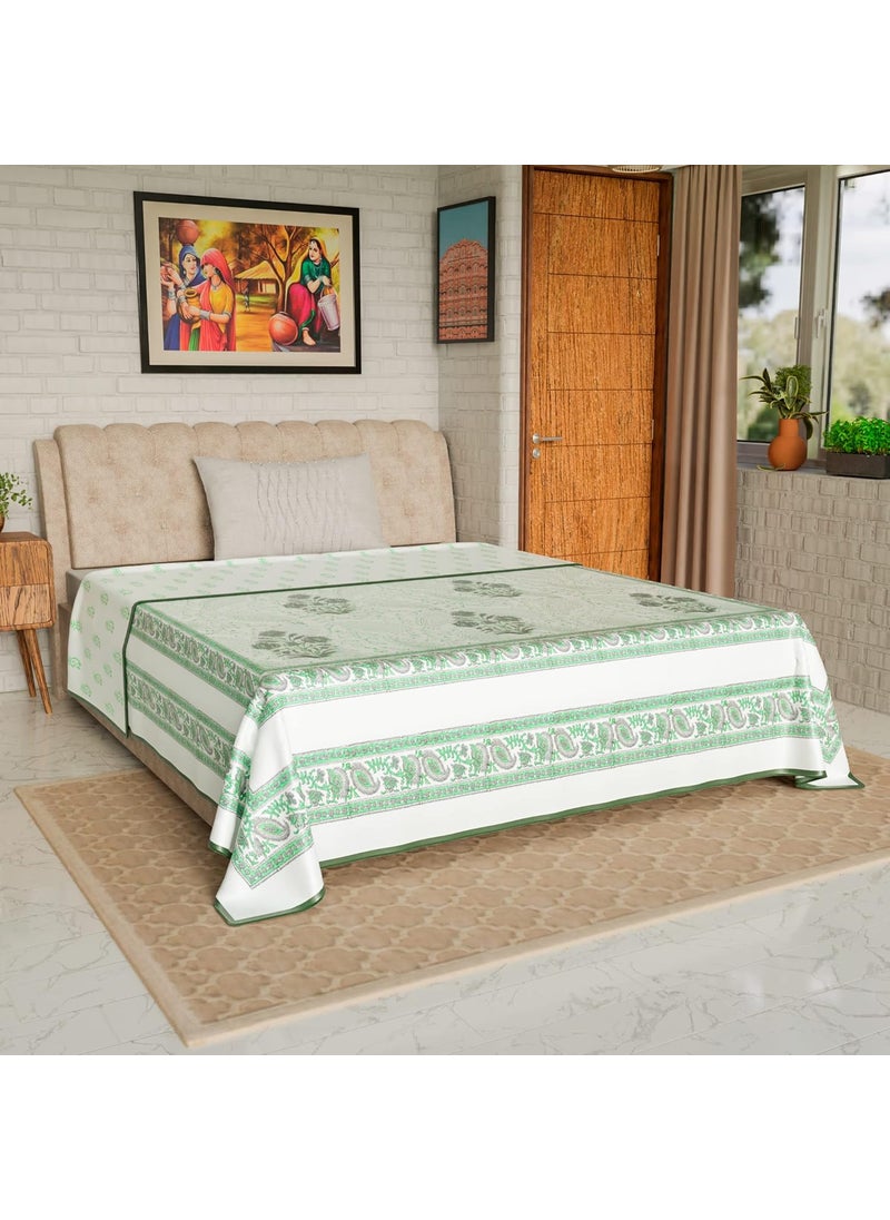 Jaipur Dohar 100 Cotton Mulmul Dohar Slim Quilt Block Print Single Bed Blanket All Seasons dohar Rajasthani Cotton Blanket 60 x 90 Quilt Comforter Blanket Dohar Green Bouquet