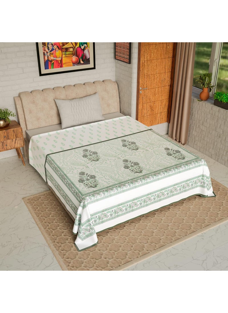 Jaipur Dohar 100 Cotton Mulmul Dohar Slim Quilt Block Print Single Bed Blanket All Seasons dohar Rajasthani Cotton Blanket 60 x 90 Quilt Comforter Blanket Dohar Green Bouquet