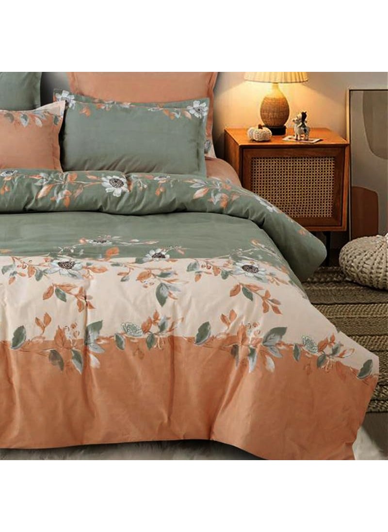 MUKESH HANDICRAFTS Polycotton Polyester Polyfill 120 GSM Reversible Single Bed Comforter Blanket Queen 60x90 inch Green Orange
