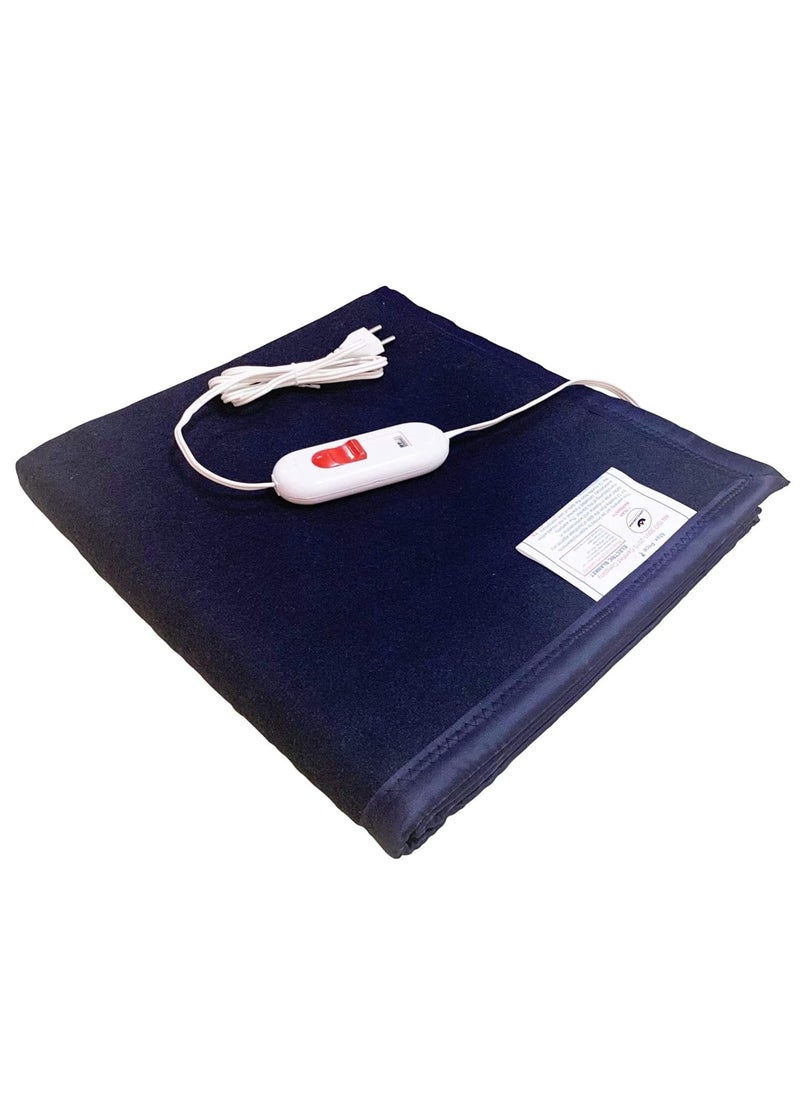 LERVS CollEctioN Wool Electric Blanket for Single Bed ShockProof Heated Protection Blanket with 4 Adjustable Heat Settings WrinkleResistant Fabric EnergyEfficient Comfort Blue Blue