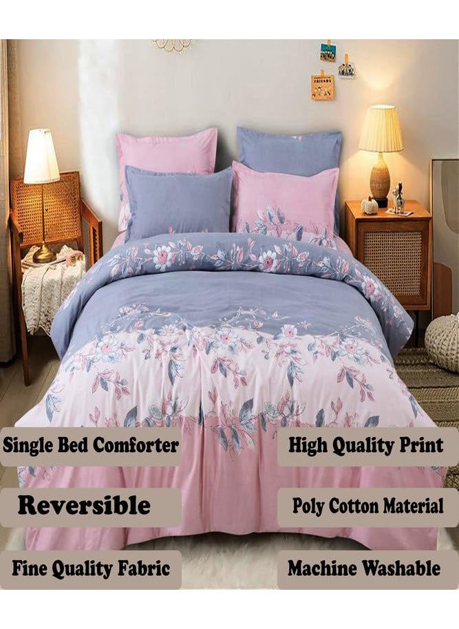 MUKESH HANDICRAFTS Polycotton Polyester Polyfill 120 GSM Reversible Single Bed Comforter Blanket Queen 60x90 inch Pink Blue