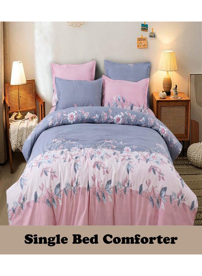 MUKESH HANDICRAFTS Polycotton Polyester Polyfill 120 GSM Reversible Single Bed Comforter Blanket Queen 60x90 inch Pink Blue