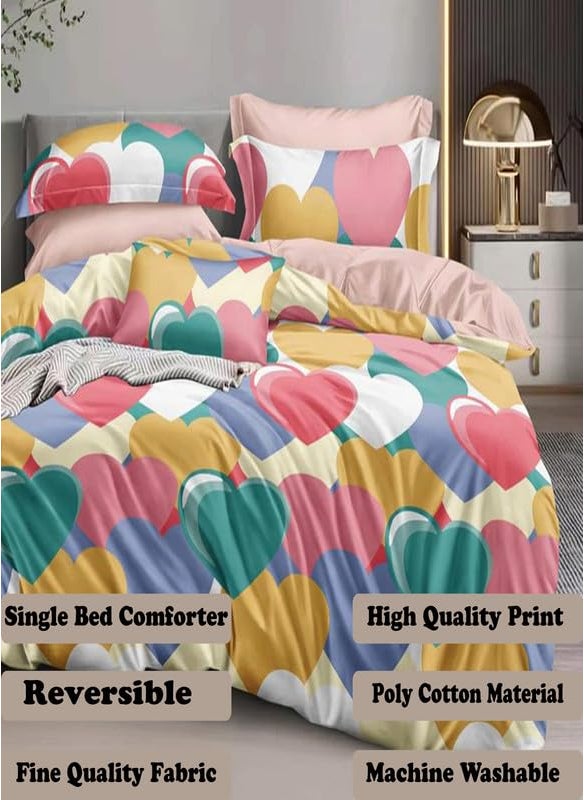 MUKESH HANDICRAFTS Polycotton Polyester Polyfill 120 GSM Reversible Single Bed Comforter Blanket Queen 60x90 inch Green Multi