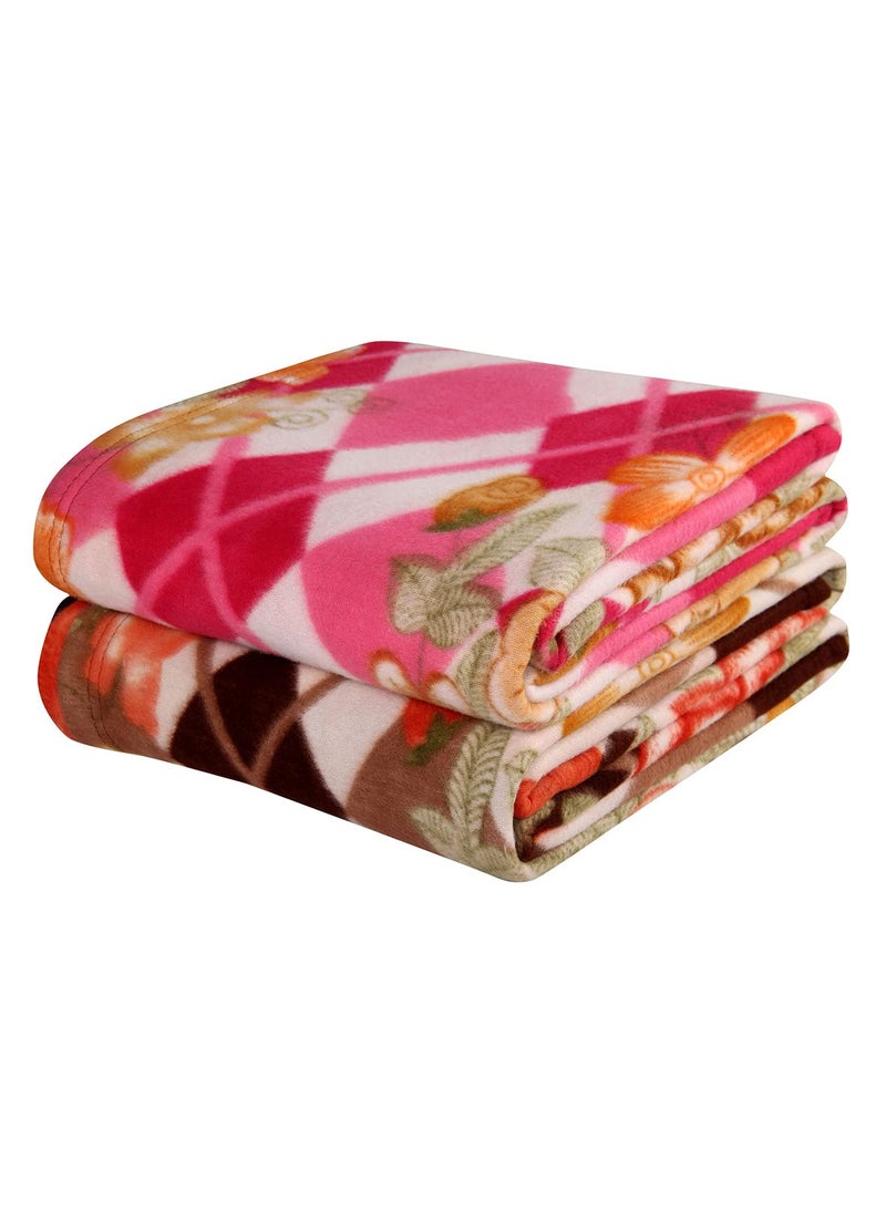 VAS COLLECTIONS All Season Miltipurpose Polar Fleece Blanket Combo Assorted Multicolour Lightweight Blanket Set of 2 60x90 inches Coffee