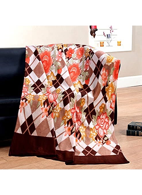 VAS COLLECTIONS All Season Miltipurpose Polar Fleece Blanket Combo Assorted Multicolour Lightweight Blanket Set of 2 60x90 inches Coffee